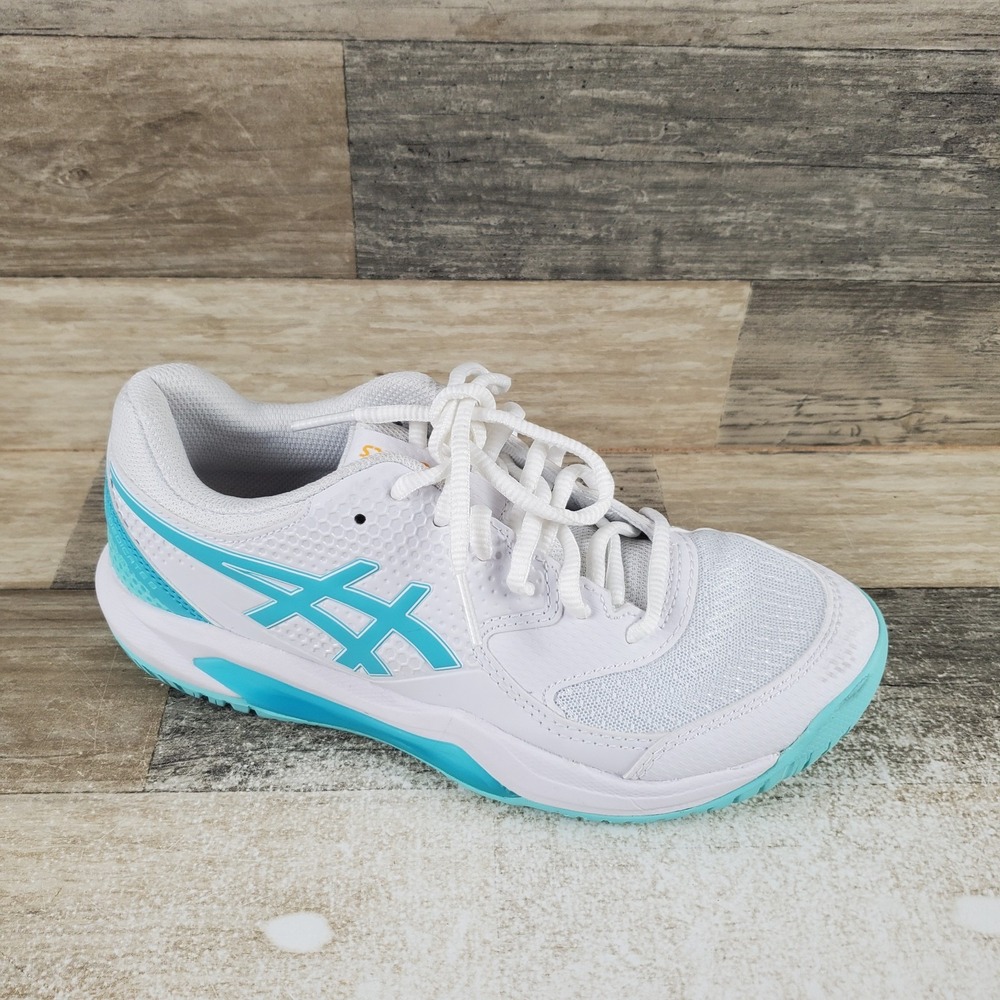 Asics Gel Dedicate 8 Womens Shoes Sz 6 Running White Energy Aqua Lace Up Sneaker